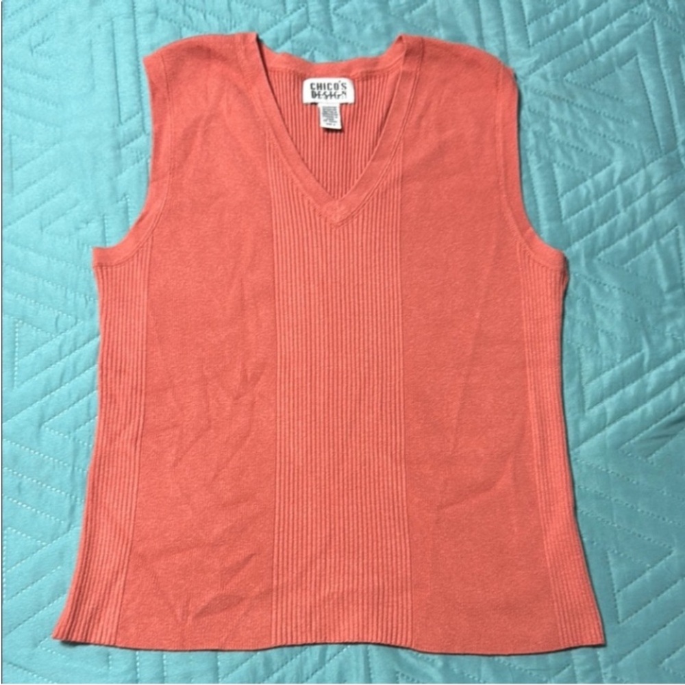 Chico’s Design Sleeveless V-neck Sweater Ginger Size: 2